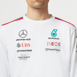 T-shirt męski Long biały Team Mercedes AMG F1 