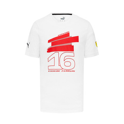 T-shirt męski Leclerc Driver White Ferrari F1 