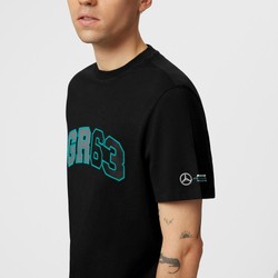 T-shirt męski George Russell Logo Black Mercedes AMG F1 