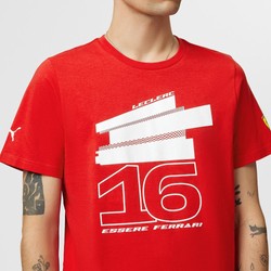 T-shirt męski Leclerc Driver Red Ferrari F1 